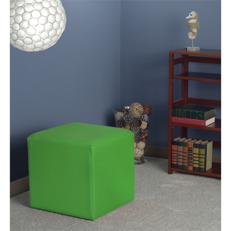 Scranton & Co Plush Square Ottoman in Soft Durable Envy Green Vinyl