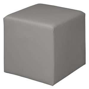 Scranton & Co Plush Lounge and Square Ottoman in Soft Durable Grey Vinyl