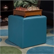 Scranton & Co Plush Square Ottoman in Soft Durable Peacock Teal Vinyl