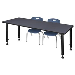 Scranton & Co 72&quot x 24&quot Height Adjustable Table with 2 Andy Chairs in Grey