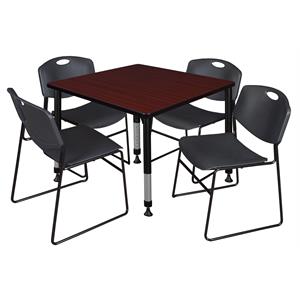 Scranton & Co 42&quot Square Adjustable Table with 4 Zeng Chairs in Mahogany