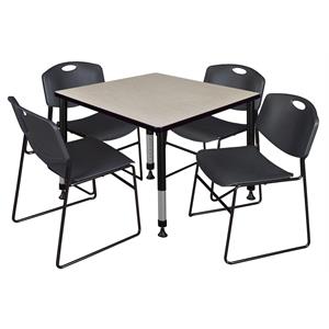 Scranton & Co 42&quot Square Adjustable Table with 4 Zeng Chairs in Maple