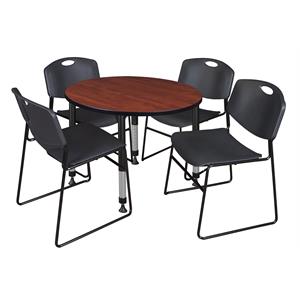 Scranton & Co 42&quot Round Adjustable Table with 4 Zeng Chairs in Cherry