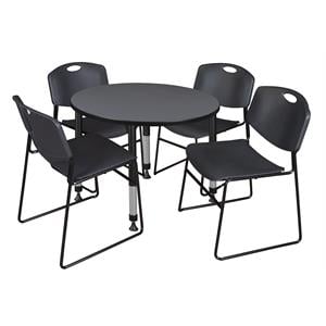 Scranton & Co 42&quot Round Height Adjustable Table with 4 Zeng Chairs in Grey