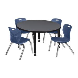 Scranton & Co 42&quot Round Adjustable Mobile Table with 4 Andy Chairs in Grey