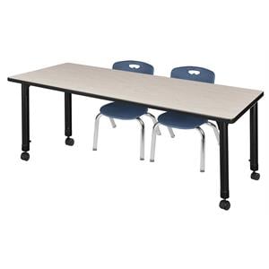 Scranton & Co 66&quot x 24&quot Adjustable Mobile Table with 2 Andy Chairs in Maple