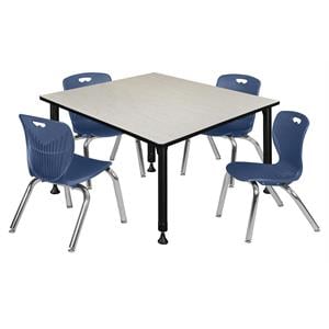 Scranton & Co 48&quot Square Adjustable Table with 4 Andy Chairs in Maple