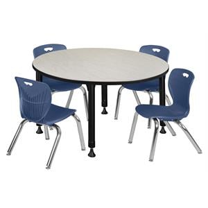 Scranton & Co 48&quot Round Height Adjustable Table with 4 Andy Chairs in Maple