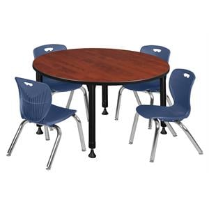 Scranton & Co 48&quot Round Adjustable Table with 4 Andy Chairs in Cherry