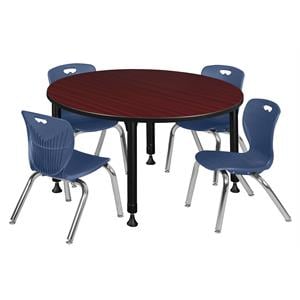 Scranton & Co 48&quot Round Adjustable Table with 4 Andy Chairs in Mahogany