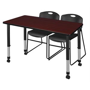 Scranton & Co 36&quot Round Adjustable Table with 2 Zeng Chairs in Mahogany