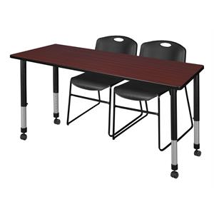 Scranton & Co 36&quot Round Adjustable Table with 2 Zeng Chairs in Mahogany