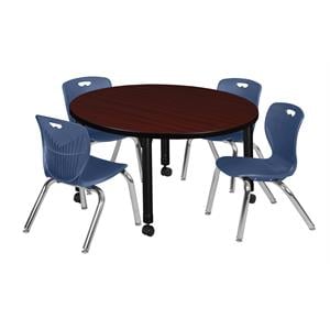 Scranton & Co 42&quot Round Adjustable Table with 4 Andy Chairs in Mahogany