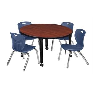 Scranton & Co 36&quot Round Adjustable Table with 4 Andy Chairs in Cherry