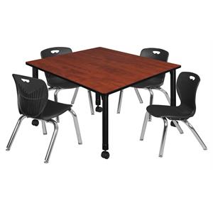 Scranton & Co 48&quot Square Adjustable Table with 4 Andy Chairs in Cherry