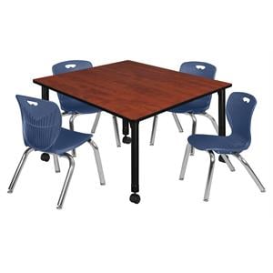 Scranton & Co 48&quot Square Adjustable Table with 4 Andy Chairs in Cherry