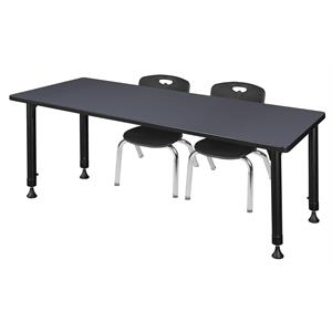 Scranton & Co 72&quot x 30&quot Adjustable Mobile Table with 2 Andy Chairs in Grey