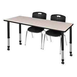 Scranton & Co 72&quot x 30&quot Adjustable Mobile Table with 2 Andy Chairs in Maple