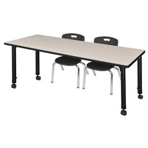 Scranton & Co 72&quot x 30&quot Adjustable Mobile Table with 2 Andy Chairs in Maple