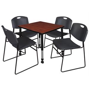 Scranton & Co 30&quot Square Adjustable Table with 4 Zeng Chairs in Cherry