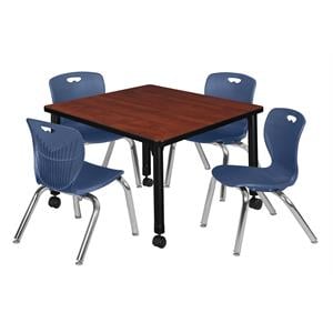 Scranton & Co 30&quot Square Adjustable Table with 4 Andy Chairs in Cherry