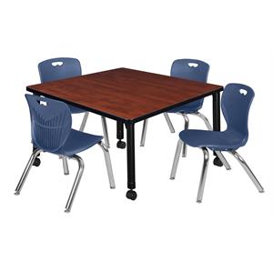 Scranton & Co 42&quot Square Adjustable Table with 4 Andy Chairs in Cherry