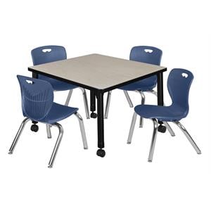 Scranton & Co 30&quot Square Adjustable Table with 4 Andy Chairs in Maple