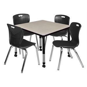 Scranton & Co 42&quot Square Adjustable Table with 4 Andy Chairs in Maple