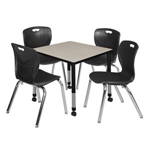 Scranton & Co 30&quot Square Adjustable Table with 4 Andy Chairs in Maple