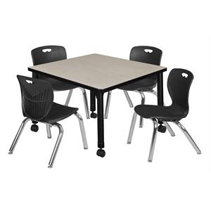 Scranton & Co 30&quot Square Adjustable Table with 4 Andy Chairs in Maple
