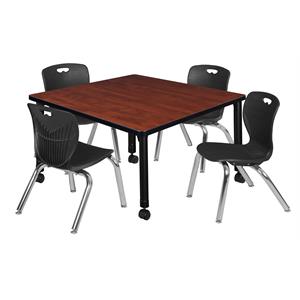 Scranton & Co 36&quot Square Adjustable Table with 4 Andy Chairs in Cherry