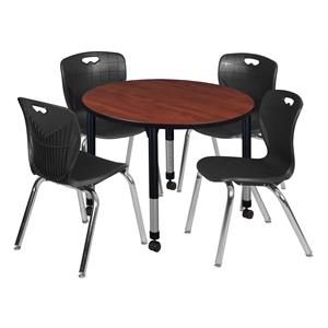 Scranton & Co 42&quot Round Adjustable Table with 4 Andy Chairs in Cherry
