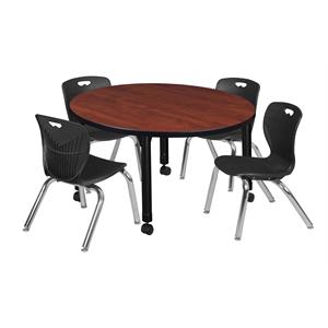 Scranton & Co 42&quot Round Adjustable Table with 4 Andy Chairs in Cherry