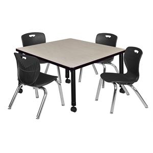 Scranton & Co 36&quot Square Adjustable Table with 4 Andy Chairs in Maple