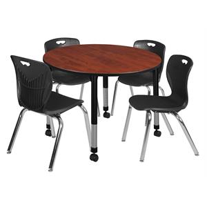 Scranton & Co 48&quot Round Adjustable Table with 4 Andy Chairs in Cherry