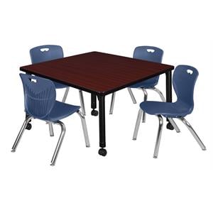 Scranton & Co 42&quot Square Adjustable Table with 4 Andy Chairs in Mahogany