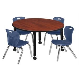 Scranton & Co 48&quot Round Adjustable Table with 4 Andy Chairs in Cherry