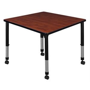 Scranton & Co 42&quot Square Height Adjustable Mobile Table in Cherry