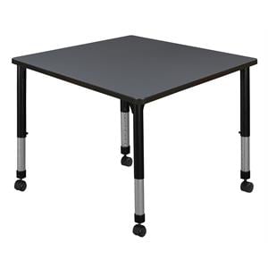 Scranton & Co 42&quot Square Height Adjustable Mobile Table in Grey