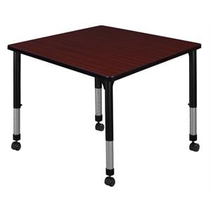 Scranton & Co 42&quot Square Height Adjustable Mobile Table in Mahogany