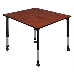 Scranton & Co 48&quot Square Height Adjustable Mobile Table in Cherry
