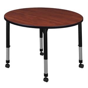 Scranton & Co 30&quot Round Height Adjustable Mobile Table in Cherry