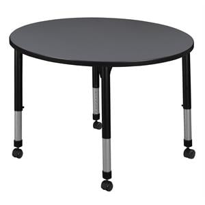 Scranton & Co 30&quot Round Height Adjustable Mobile Table in Grey