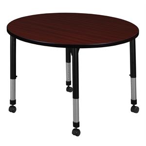Scranton & Co 30&quot Round Height Adjustable Mobile Table in Mahogany
