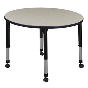 Scranton & Co 30&quot Round Height Adjustable Mobile Table in Maple