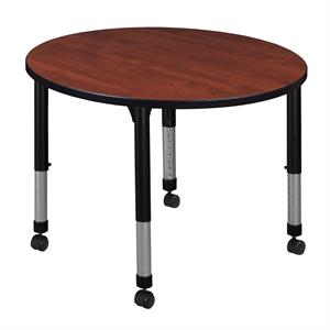 Scranton & Co 36&quot Round Height Adjustable Mobile Table in Cherry