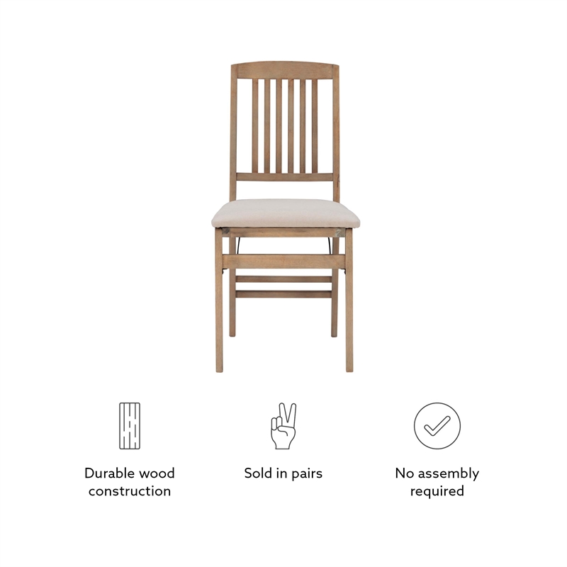 Scranton & Co Mission Style Folding Chair Set with Cushioned Seats in Graywash