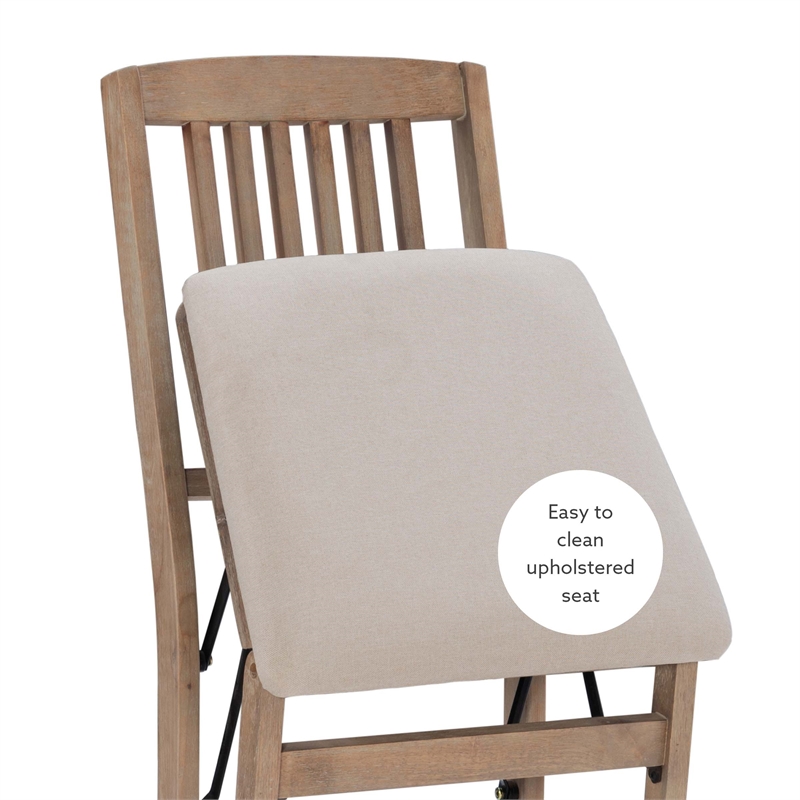Scranton & Co Mission Style Folding Chair Set with Cushioned Seats in Graywash