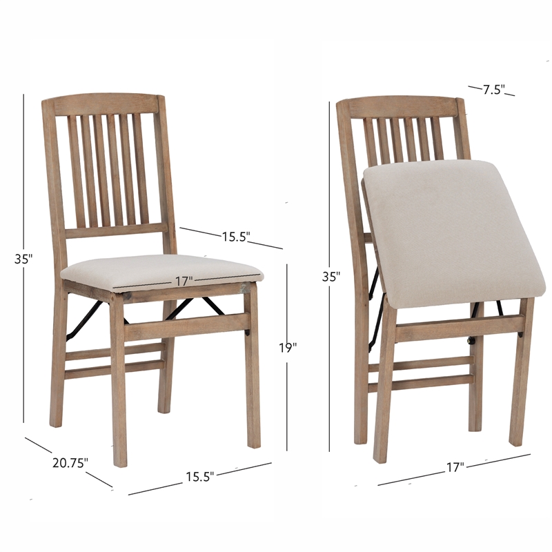 Scranton & Co Mission Style Folding Chair Set with Cushioned Seats in Graywash