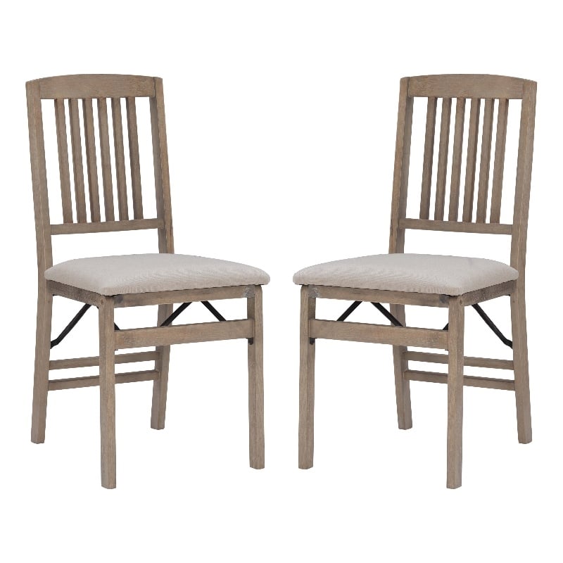 Scranton & Co Mission Style Folding Chair Set with Cushioned Seats in Graywash